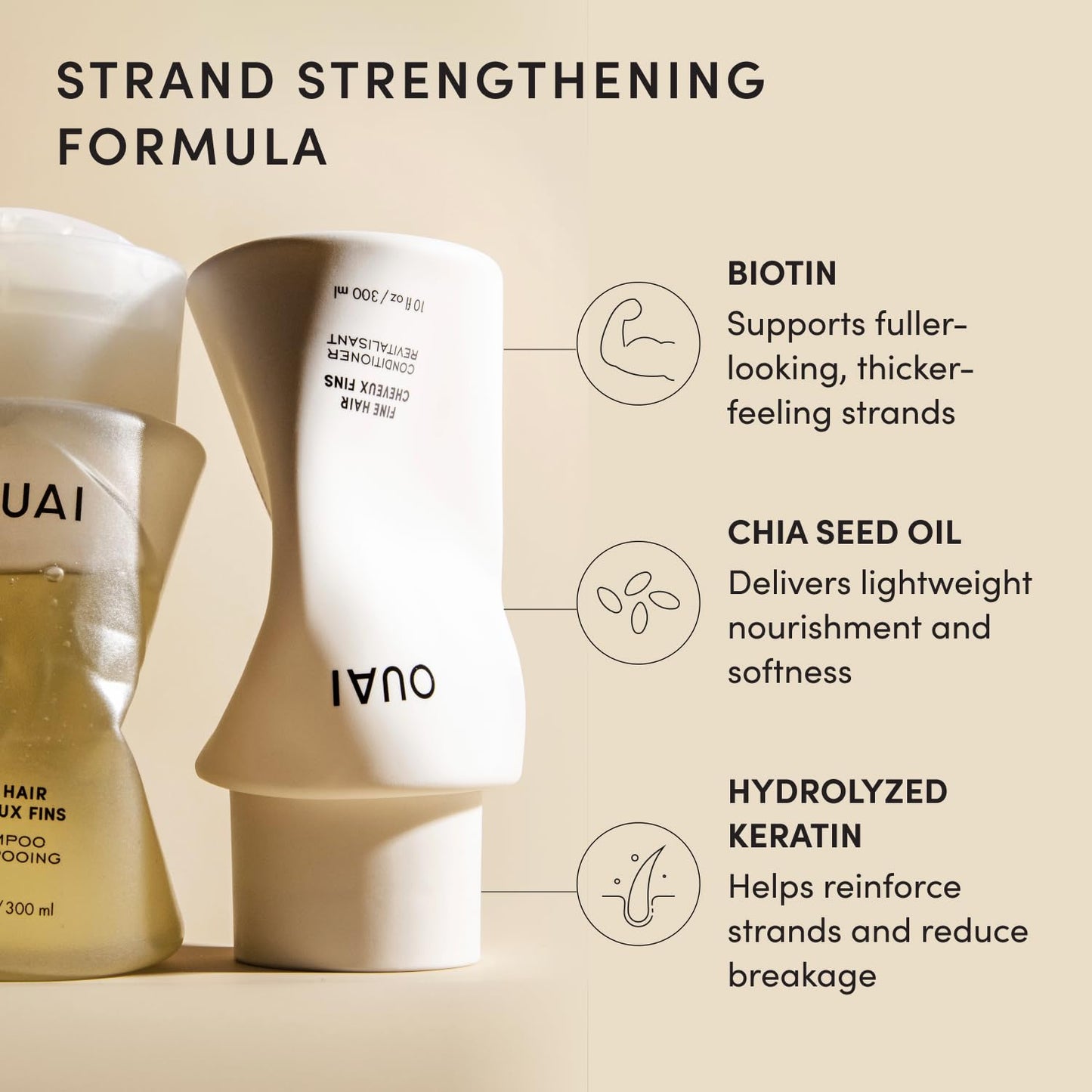 OUAI Fine Shampoo & Conditioner Set - Sulfate-Free Hair Care with Keratin & Shea Butter | 10 Fl Oz
