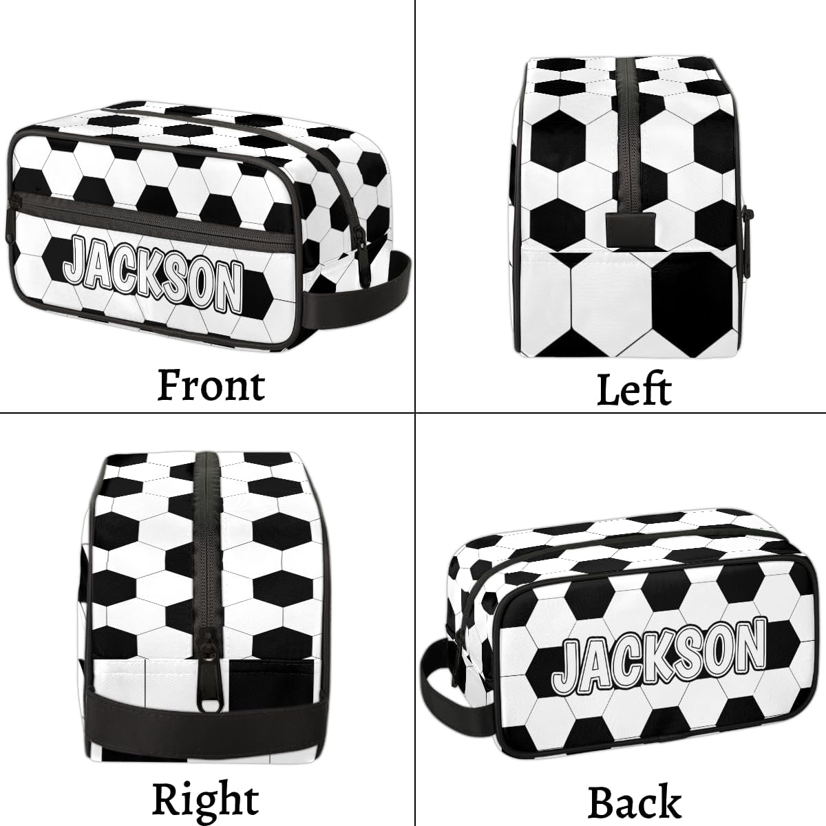 Personalized Soccer Toiletry Bag for Kids - Custom Name Football Wash Bag | Large Capacity, Waterproof