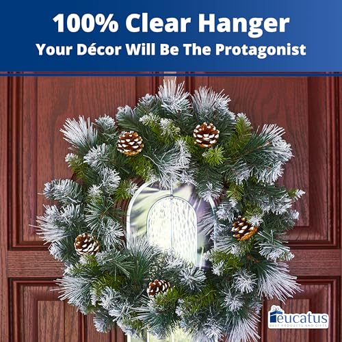 Clear Non-Scratch 12" Wreath Hangers - 2 Pack for Indoor & Outdoor Use