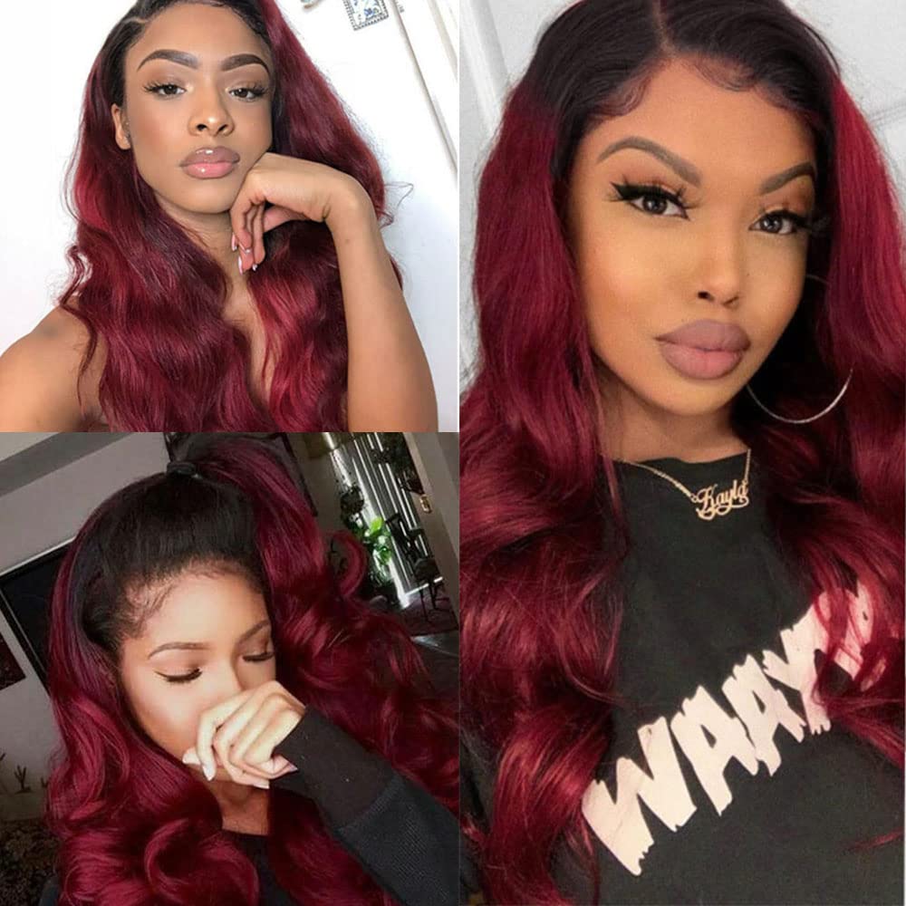28 30 32 Inch 1B99J Human Hair Bundles Burgundy Body Wave Bundle Brazilian Unprocessed Virgin Hair 3 Bundles 1B99J Bundle Hair Extensions