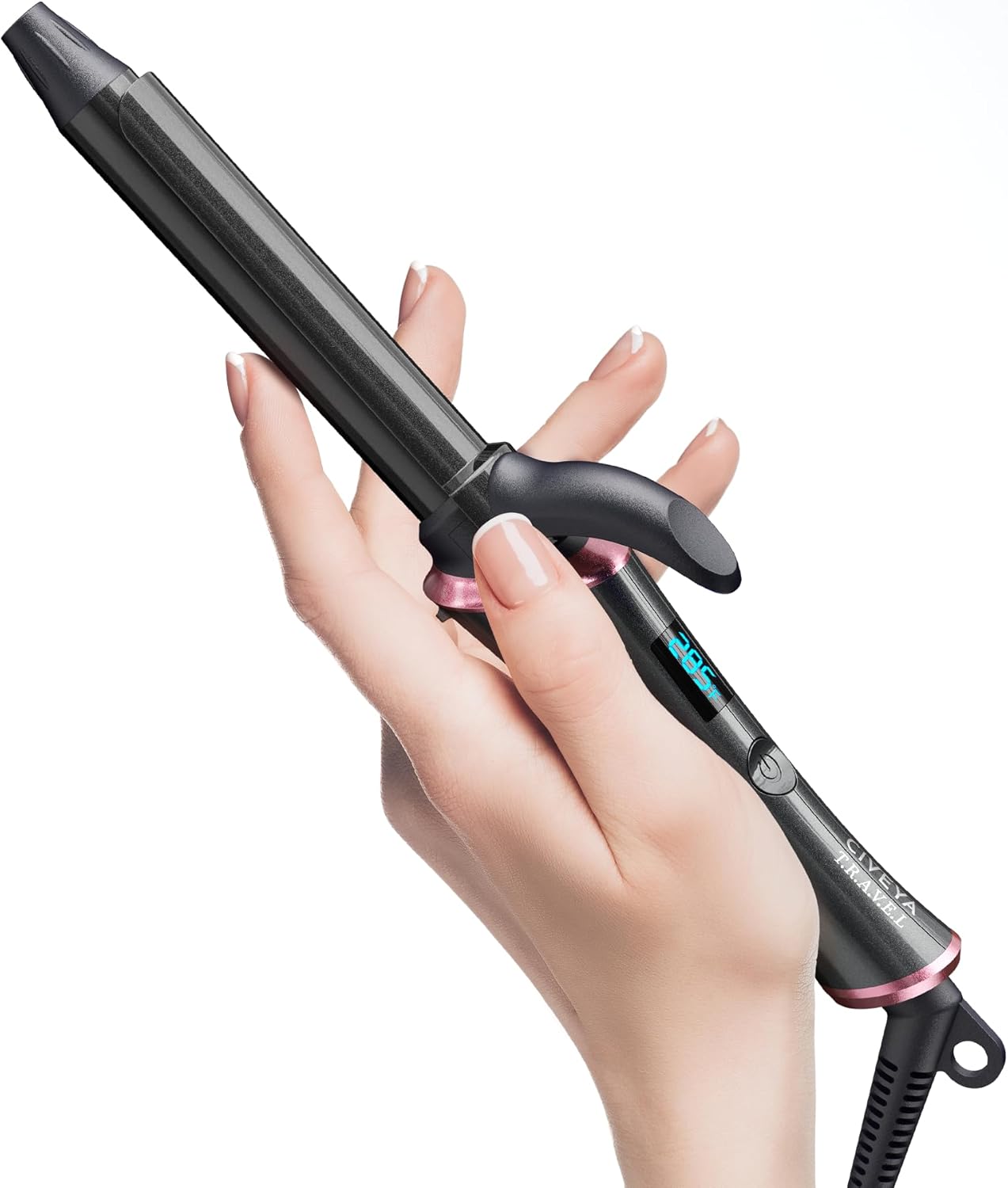 CIVEYA Travel Mini Curling Iron - 1 Inch Dual Voltage Ceramic Wand with 5 Adjustable Temps | Fast Heat-Up, Infused with Argan Oil