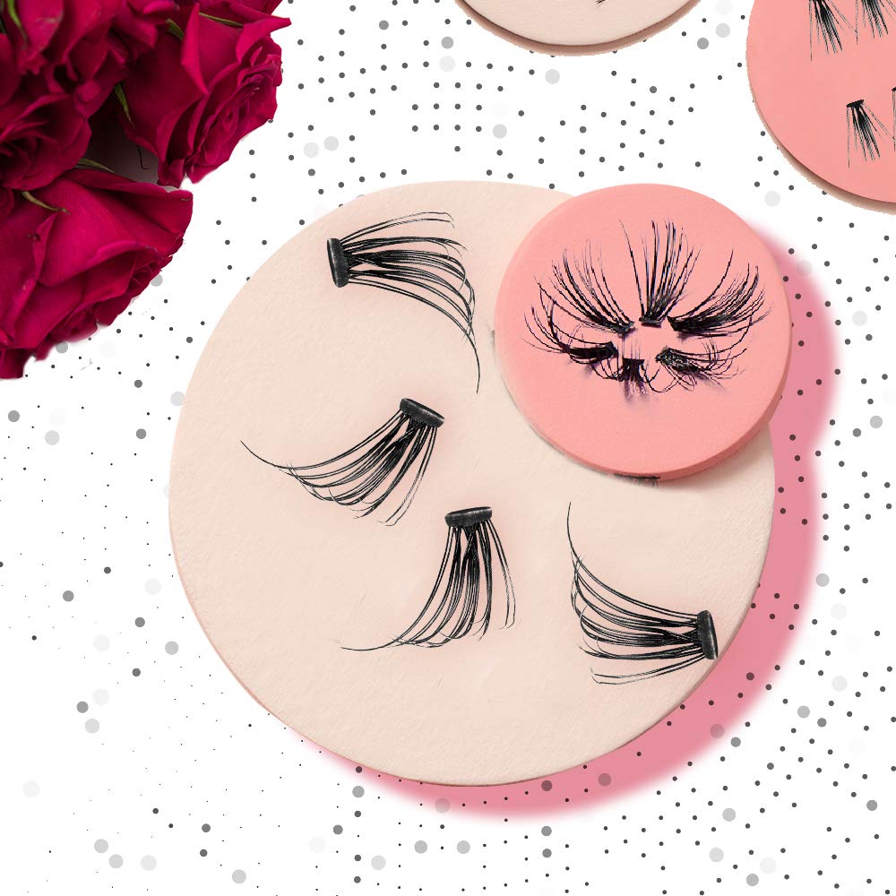 Faux Mink False Eyelashes - Individual Short Lash Clusters for Natural Look | 4 Pack, Black