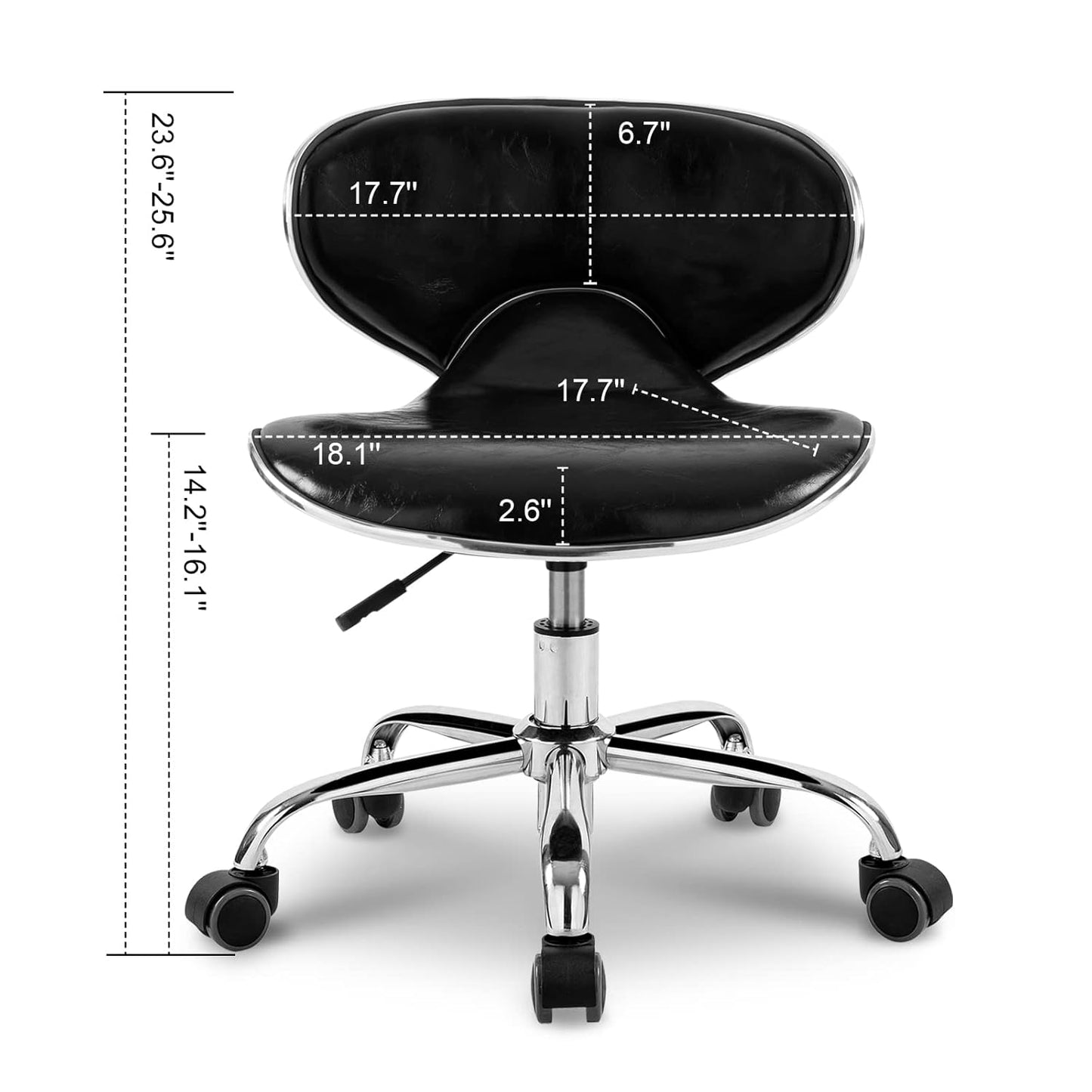 Paddie Pedicure Stool - Height Adjustable Hydraulic Swivel Chair with Back Support | Ideal for Nail Techs, Salons & Spas - Black