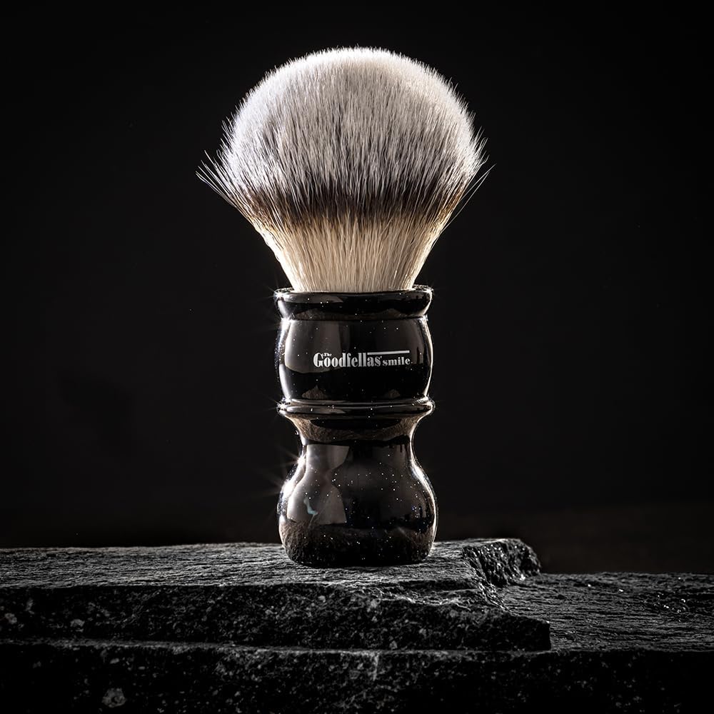 The Goodfellas Smile Synthetic Shaving Brush (Blue Galaxy), Oversized 26 mm Brush Knot for a Fabulous Lather