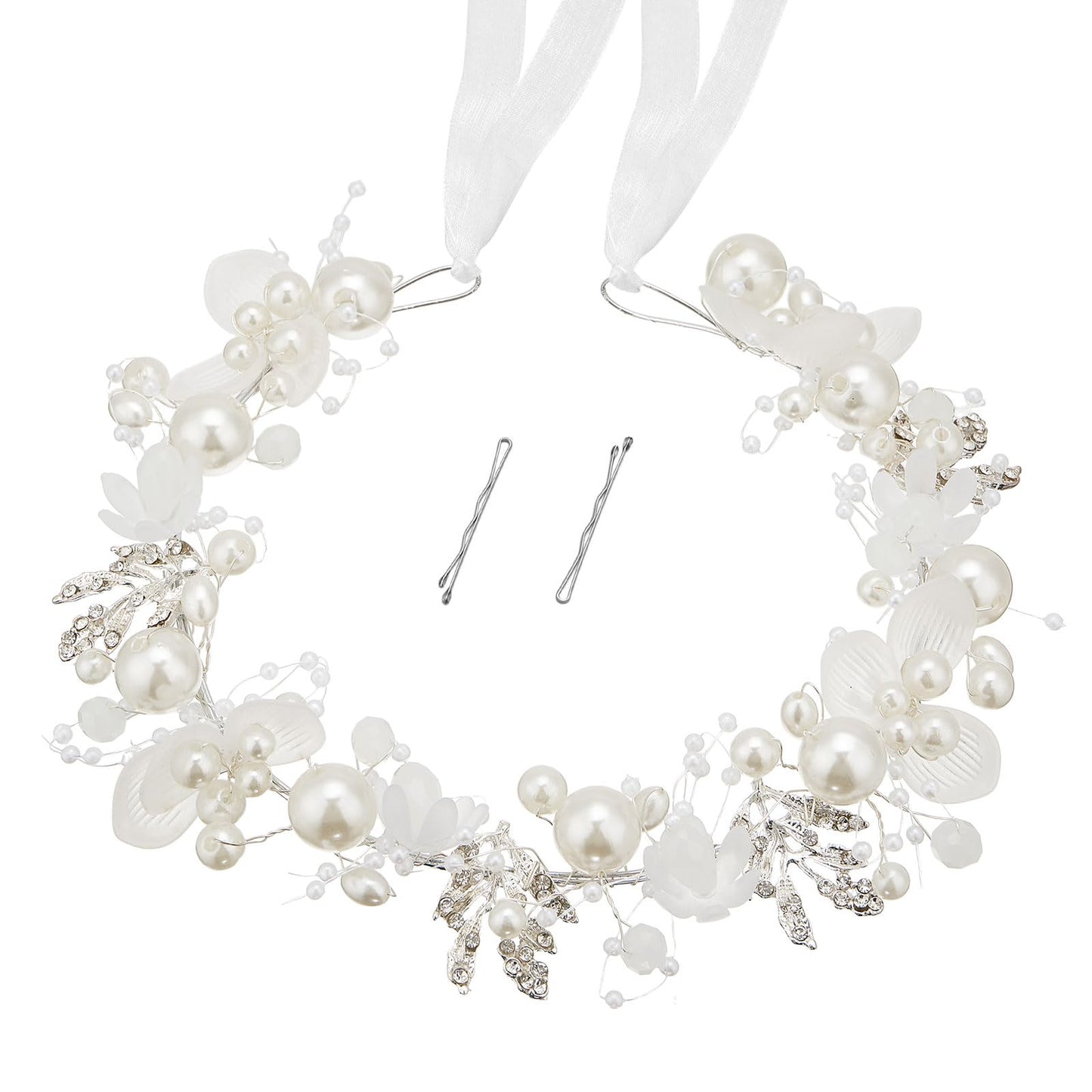 QIUTIMIY Flower Girl Hair Accessory,Princess Headpiece for Bridal Wedding,first communion pearl headpiece for girls Women,Style8