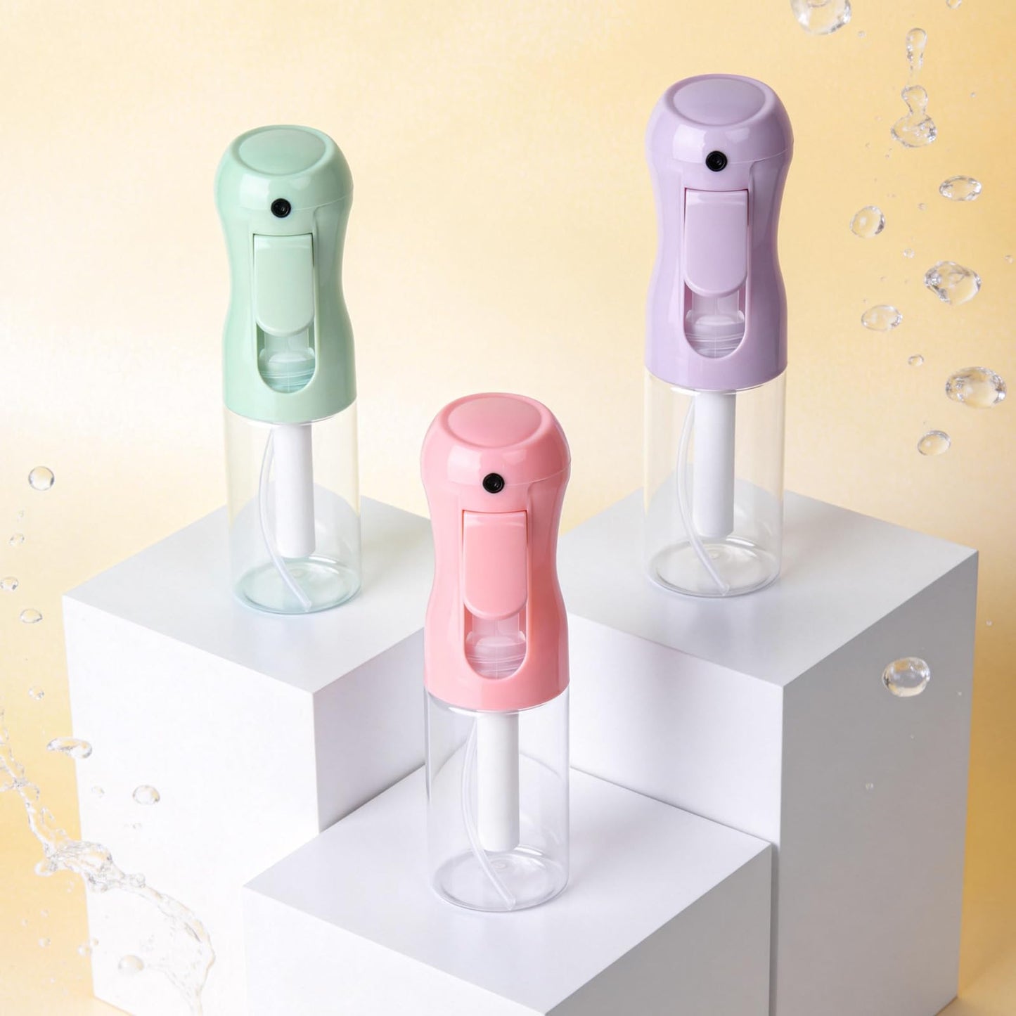 RMNJPW 3Pcs Continuous Spray Bottles For Hair,Ultra Fine Mister for Hair Styling, Plants, Cleaning, Salon, Misting & Skin Care (200ML Green+Pink+Purple)