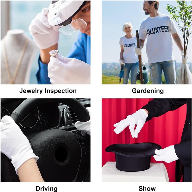Breathable Cotton White Gloves - Moisturizing Eczema Sleep Gloves for Men & Women | Washable, Ideal for Dry Hands