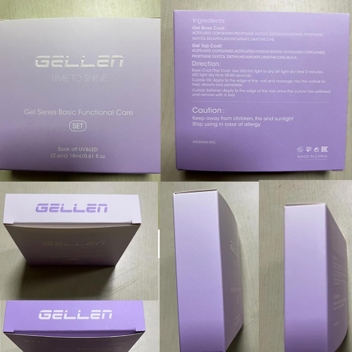 GELLEN No Wipe Gel Top Coat Set - 2 Pcs 18 ml Glossy Nail Polish for Home Salon Manicure