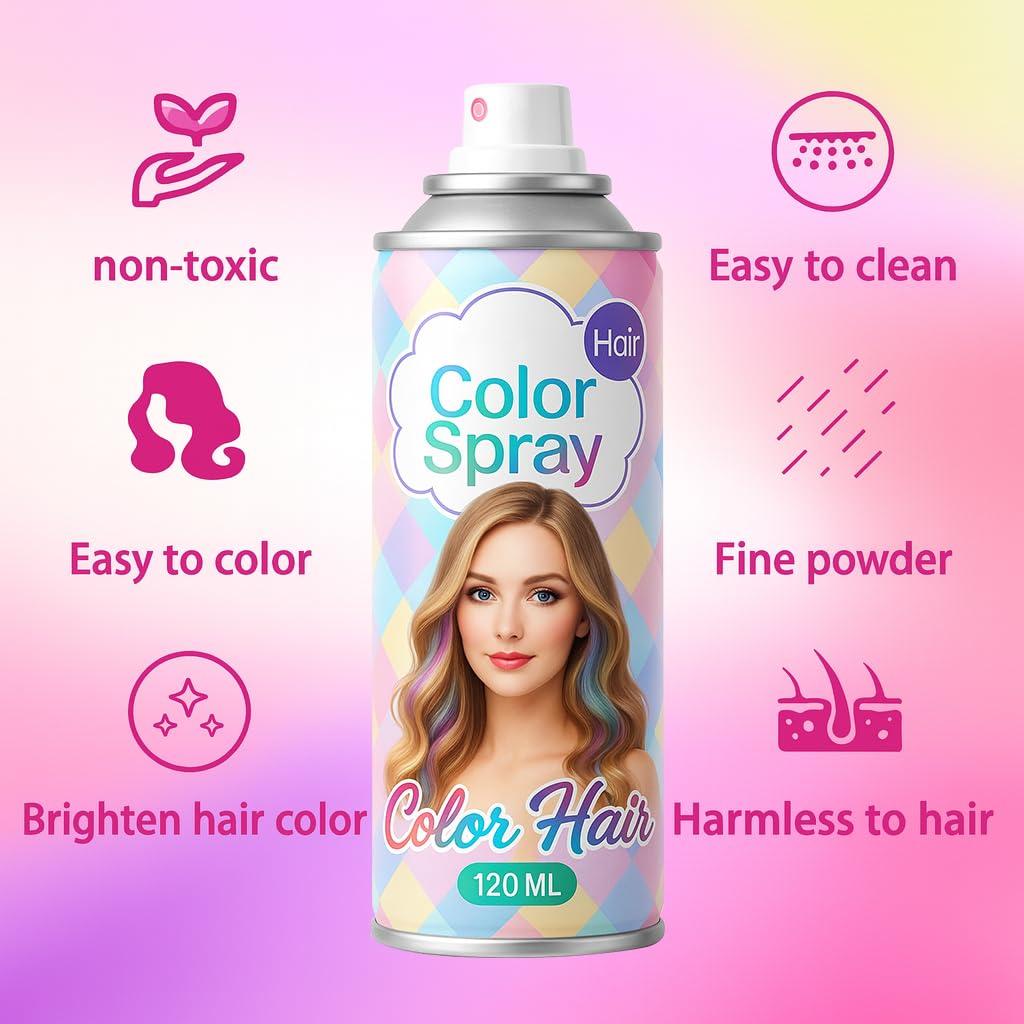 Purple Temporary Hair Color Spray for Women Men & kids, 1-Day Washable Hair Spray, Fun Bright Shade for Cosplay, Halloween, DIY Hair Looks, Festivals & Parties