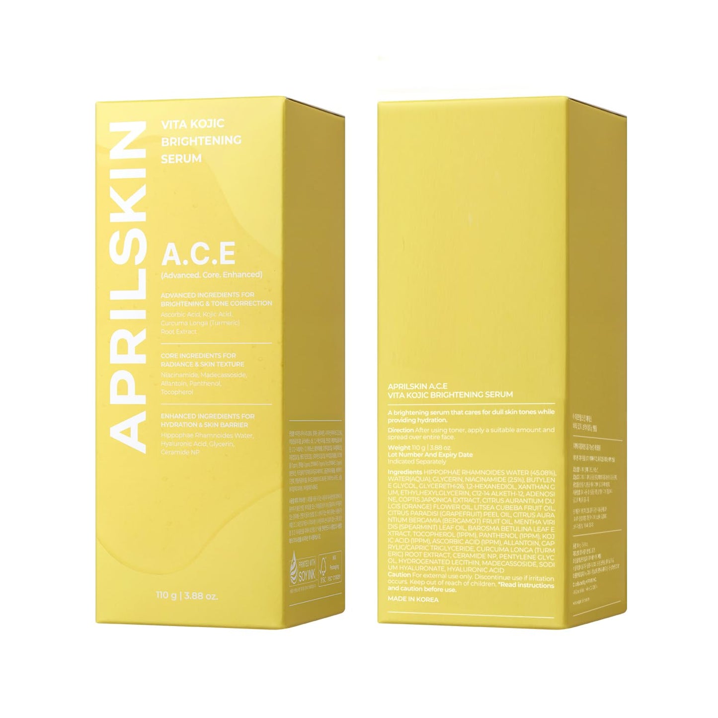 APRILSKIN A.C.E Serum - Vita Kojic Brightening Serum with Kojic Acid & Vitamin C | 3.88 oz for Even Skin Tone