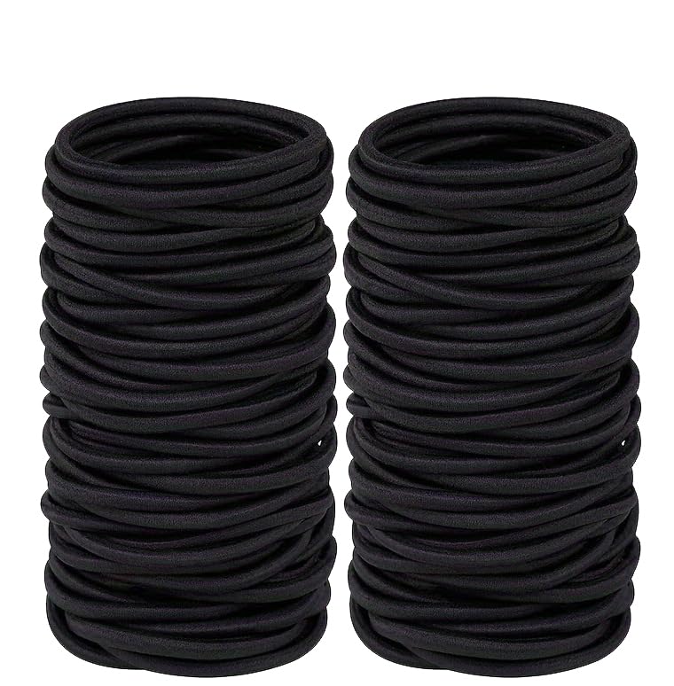 Seamless Elastic Hair Ties - 50 Multicolor Ponytail Holders | No Crease, Snag-Free Design for Travel (4mm)