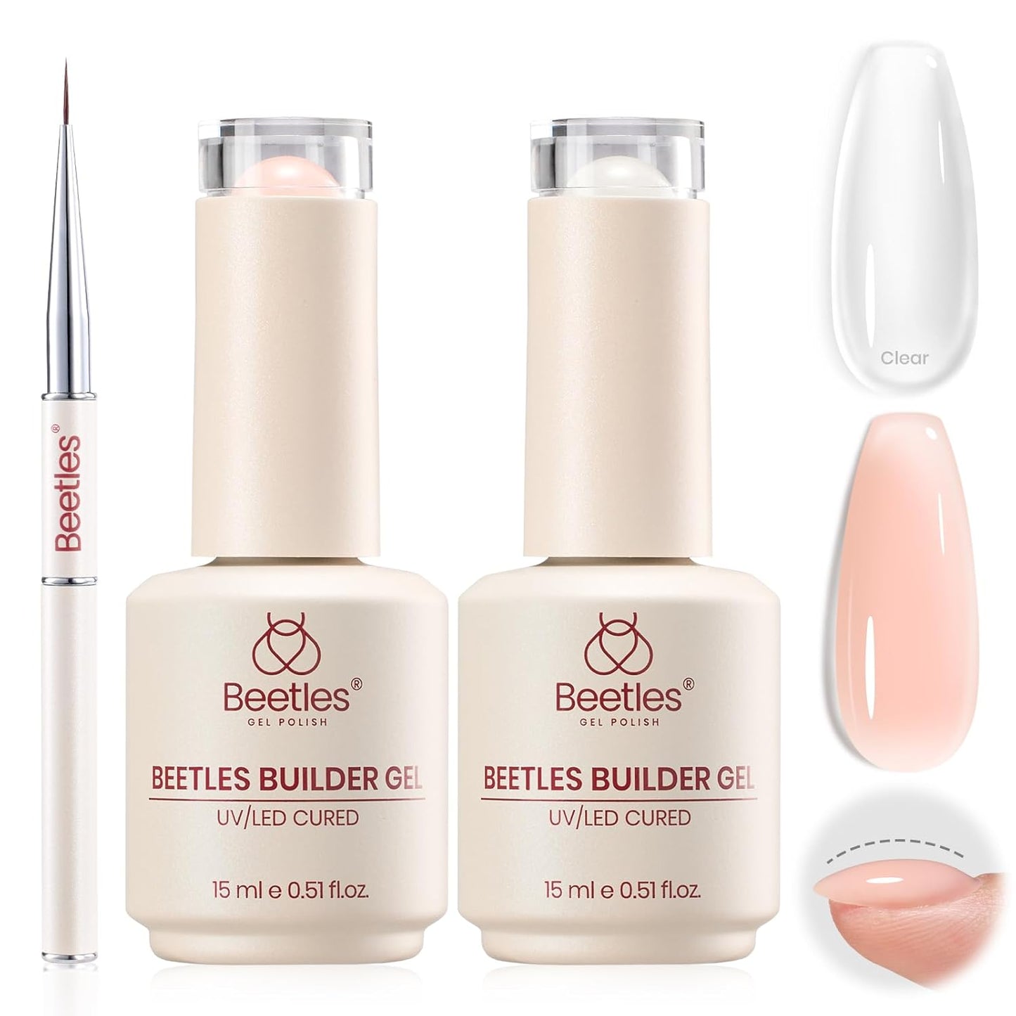 Beetles Builder Gel - Nail Strengthening Clear Gel Set | 3 Pcs for DIY Salon Use, Perfect for Beginners