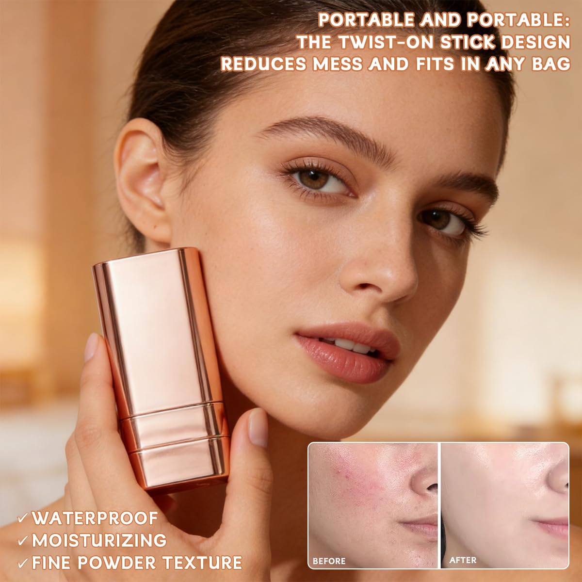 Hanae Korea Foundation Stick, Dual-Ended Concealer Foundation Stick with Brush, Luminous 3-in-1 Makeup Stick, Lightweight Full Coverage, Brightening & Long-Lasting, 2 Pack (Natural)
