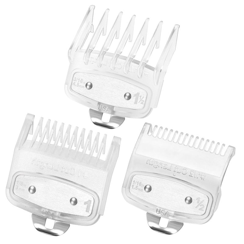 Clipper Guard Set Compatible with Wahl Guide Metal-Clipper Guides Guard Number #1/2 1/16" 1.5mm,#1 1/8" 3mm,#1 1/2 3/16" 4.5mm Metal Hair Clipper Guard for Professional Stylists & Barbers,White