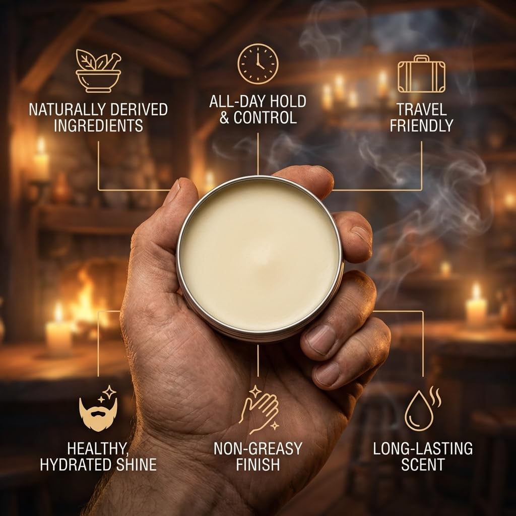 Fable Beard Co. Beard Balm - The Hero, Warm Tobacco, Light Cologne, & Mystical Amber, Natural Beard Balm for Men with Jojoba & Argan Oils, Beard Conditioner, Made in USA (2 Fl Oz)