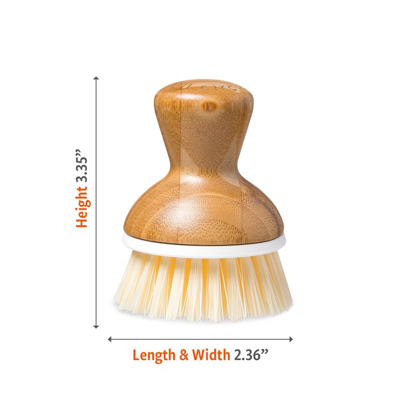 Full Circle Bubble Up Bamboo Dish Brush – Family Safe, Formaldehyde-Free – Ergonomic Palm Scrubber with Handle for Kitchen Cleaning, Dish Scrub Brush for Nonstick, Cast Iron & Sink, White