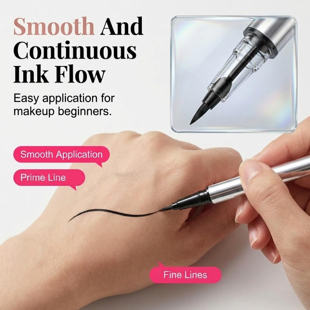 2 Pack Long-Lasting Waterproof Eyeliner for Daily Commute, 2026 New Ultra-Fine Liquid Eyeliner Pen with 0.01mm Brush Tip, Smooth Application, Smudge Proof Eyeliner Black and Brown (Light Brown-2PCS)