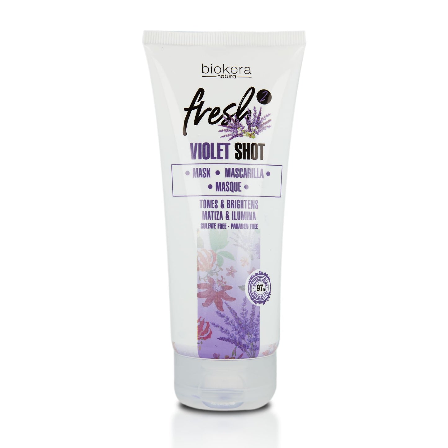 SALERM - Purple Mask - Biokera Fresh Violet Shot Mask - 200 ml - For Blonde, Gray, Highlighted, or Bleached Hair - Helps Neutralize Yellow Tones - Enhances Shine