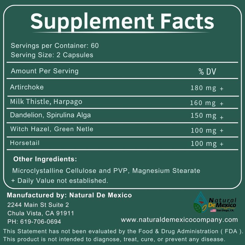 Natural de Mexico Uric Acid Cleanse and Detox Daily Cleanse and Uric Acid Support for Adults 60 Capsules with Artichioke Milk Thistle Harpago Dandelion and More