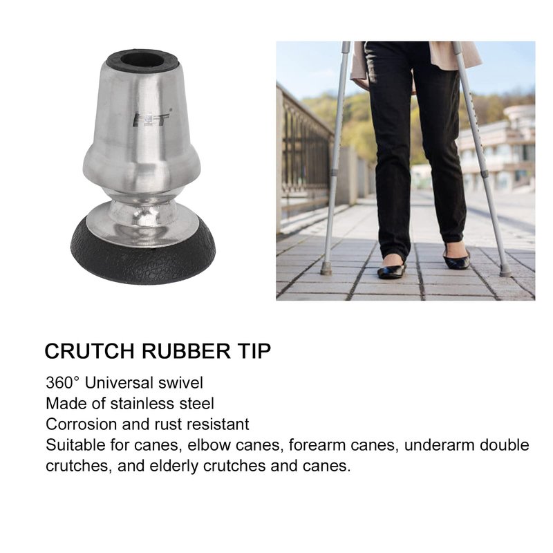 Crutch Tips 3/4 Inch, All Terrain Non Slip Walking Cane Tips Replacement with 360° Rotation, 0.75 Inch Heavy Duty Universal Rubber Cane Tips for Canes, Walking Sticks, Hiking Stick, Seniors Crutches
