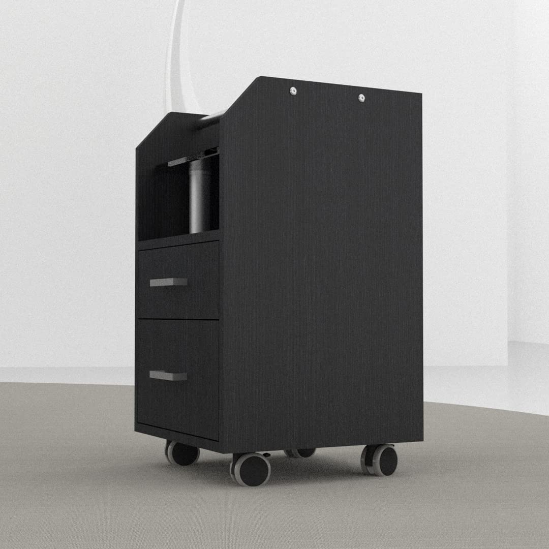 Glass Glow Pedicure Trolley - Stylish Black Cart for Nail Salon Furniture & Equipment