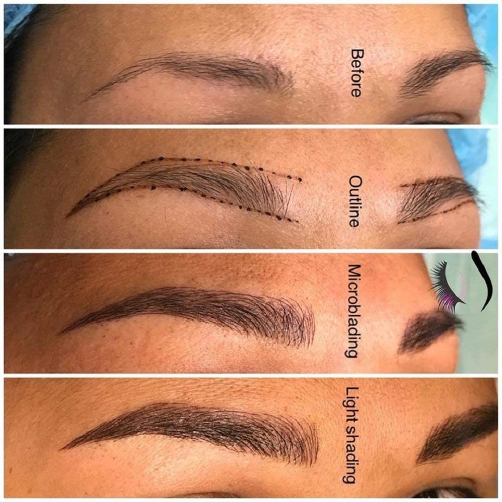 Pinkiou Microblading Pen for Eyebrow Henna Makeup Brow Lamination Pen with Sterilized Blade Hair Stroke Brow Embroidery