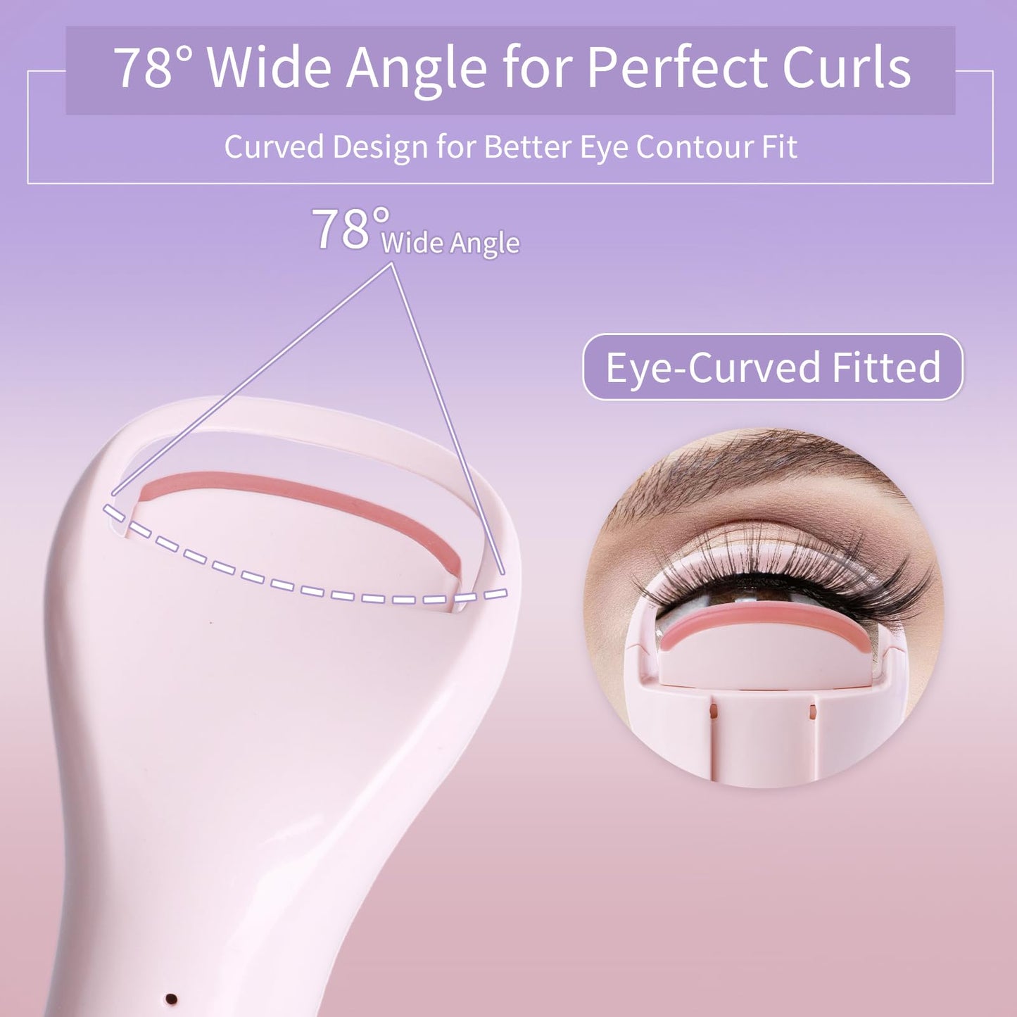 Heated Eyelash Curlers Rechargeable Electric Eyelash Curler with Dual-Arc Design & 3 Adjustable Temperature
