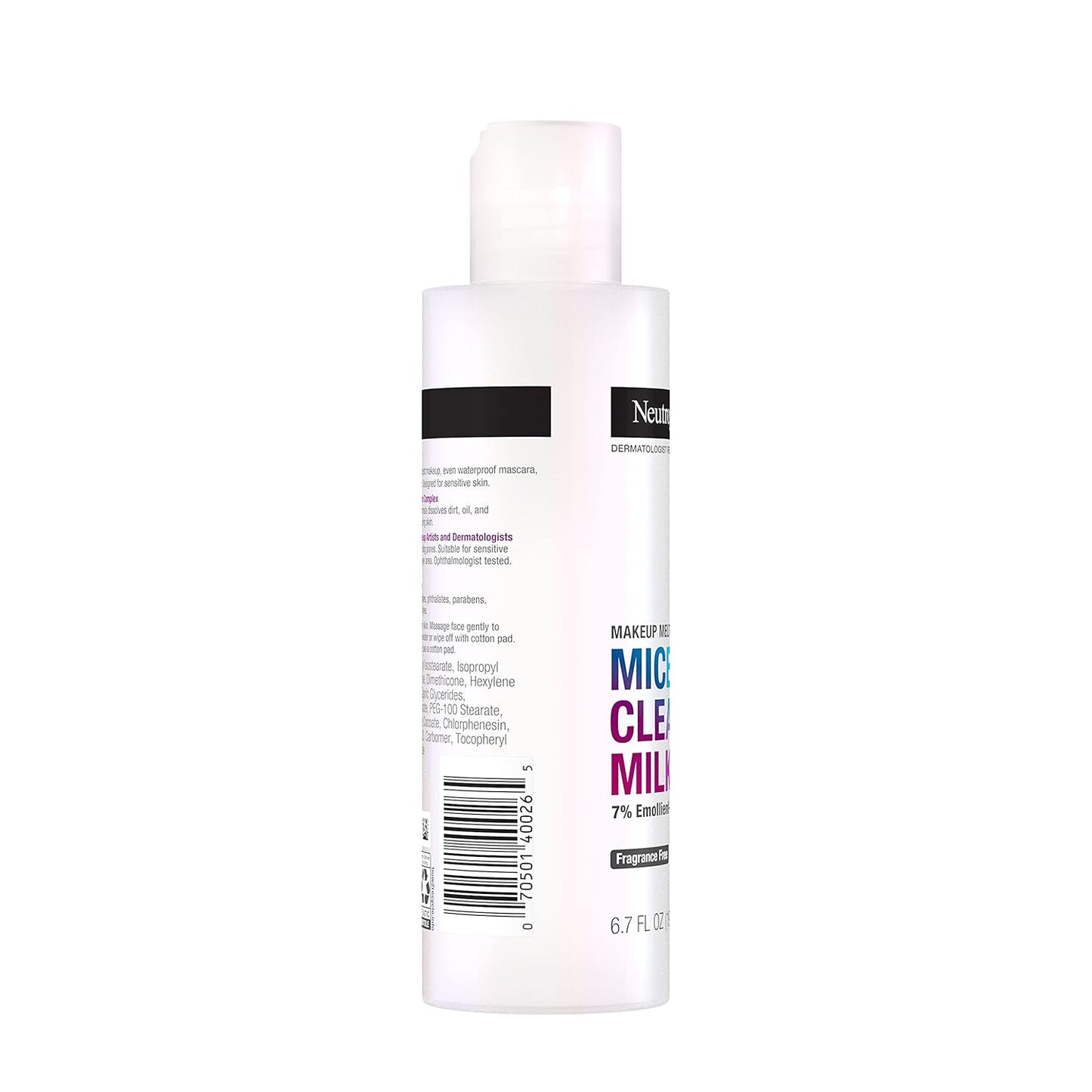 Neutrogena Makeup Remover - Nourishing Micellar Milk with 7% Emollient | Fragrance-Free, 6.7 fl. oz for Sensitive Skin
