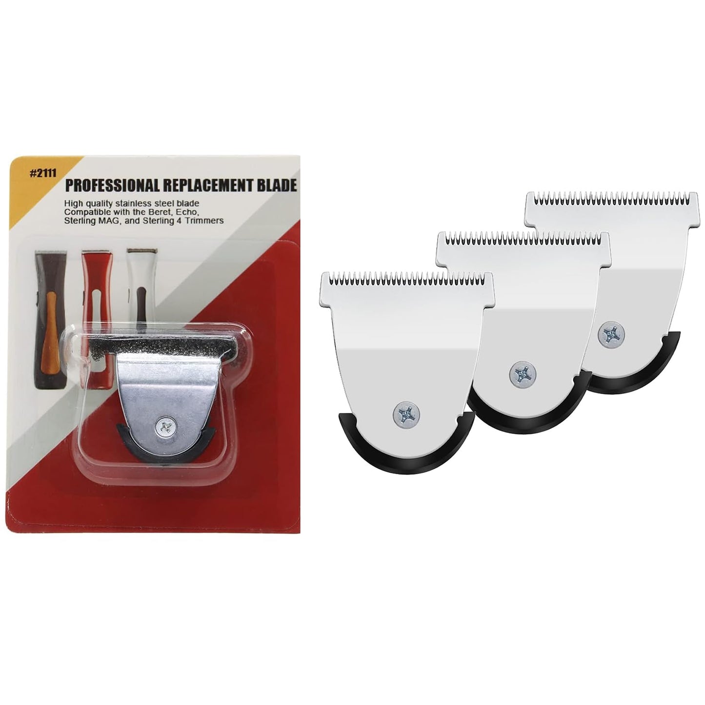 Mag Timmer Blade Replacement - Compatible 2111 Blades for Wahl Sterling Mag Trimmers | Silver, 2-Pack