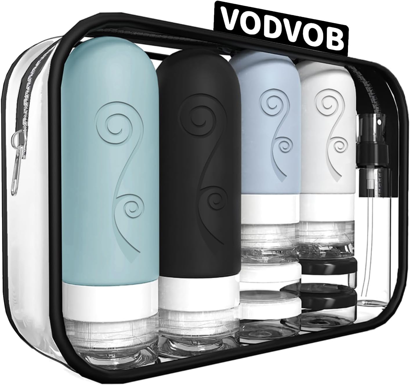 Travel Bottles Set - 16 Pack TSA Approved Leak-Proof Silicone Containers | 2oz & 3oz for Shampoo, Conditioner, Lotion, Body Wash - BPA Free, Black
