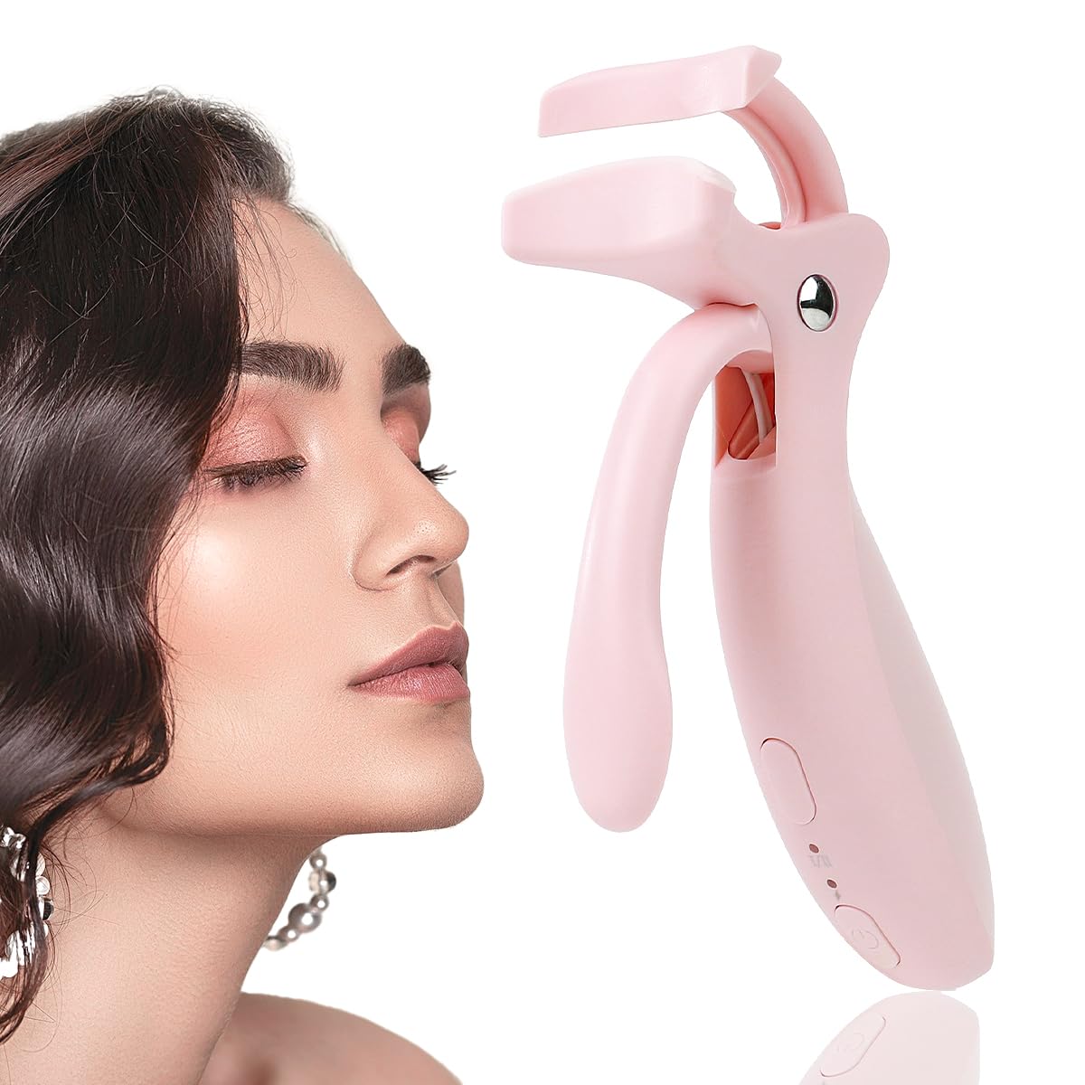 Pinkiou Heated Eyelash Curler for Women,Fast Heat up,Electric Eyelash Curler with Color-Changing Silicone Pad & Overlay Heating, USB-C Rechargeable,2 Temperature Control,Long-Lasting Lash Curler