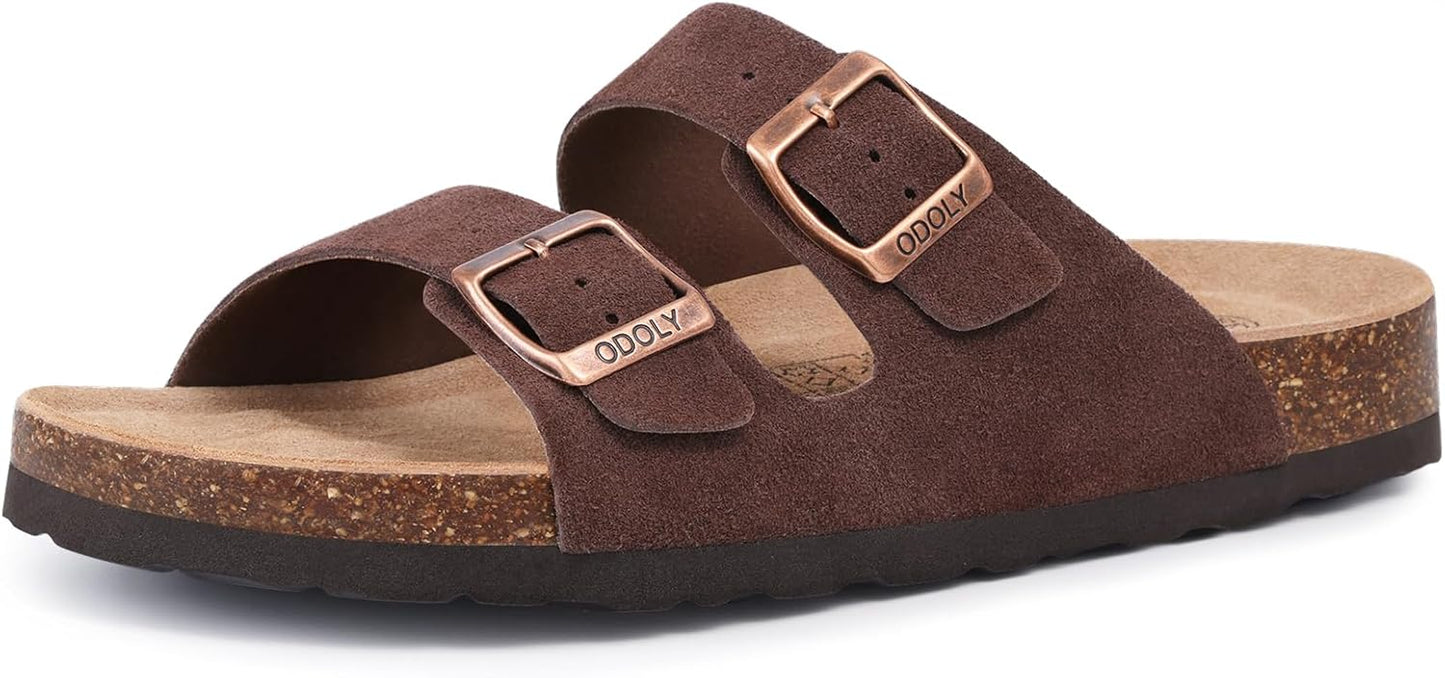 Cork Footbed Slide Sandals - Unisex Summer Outdoor Sandals with Arch Support & Adjustable Buckle | Comfortable Fit