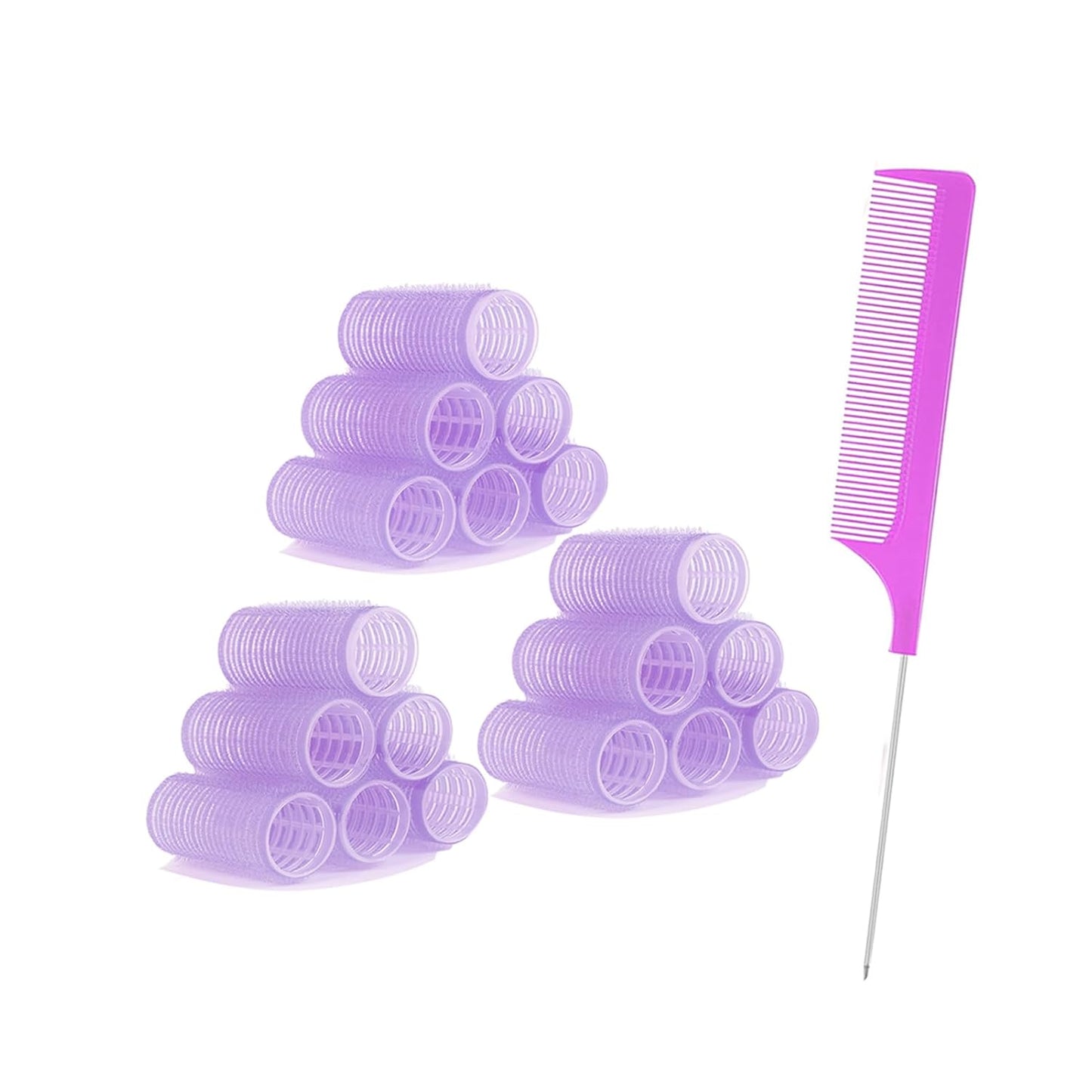 Self Grip Hair Rollers - 18Pcs Heatless Curlers for Short Fine Hair | DIY Plastic Styling Tools (0.8 x 2.4 Inch)