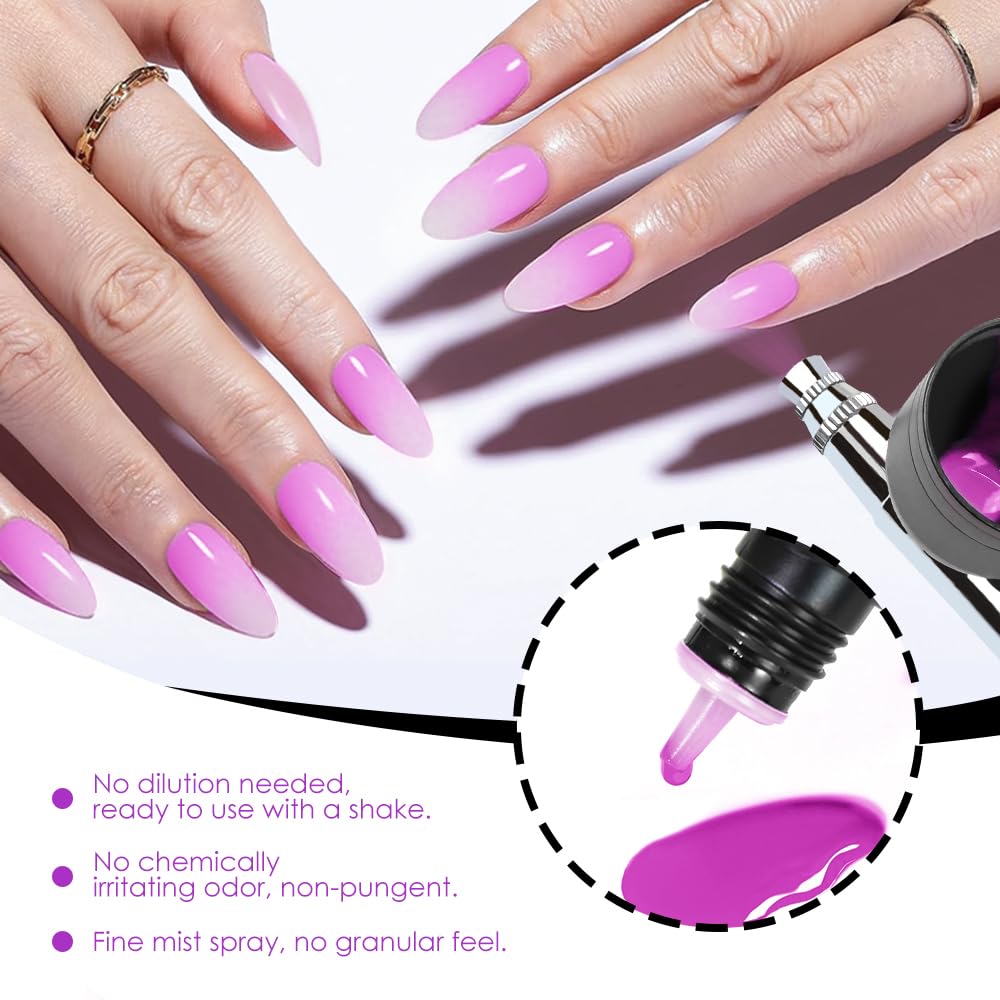 Airbrush Gel Nail Polish Starter Kit - 12 Vibrant Hema-Free Colors | Fast-Dry Smooth Gradient for DIY Manicure