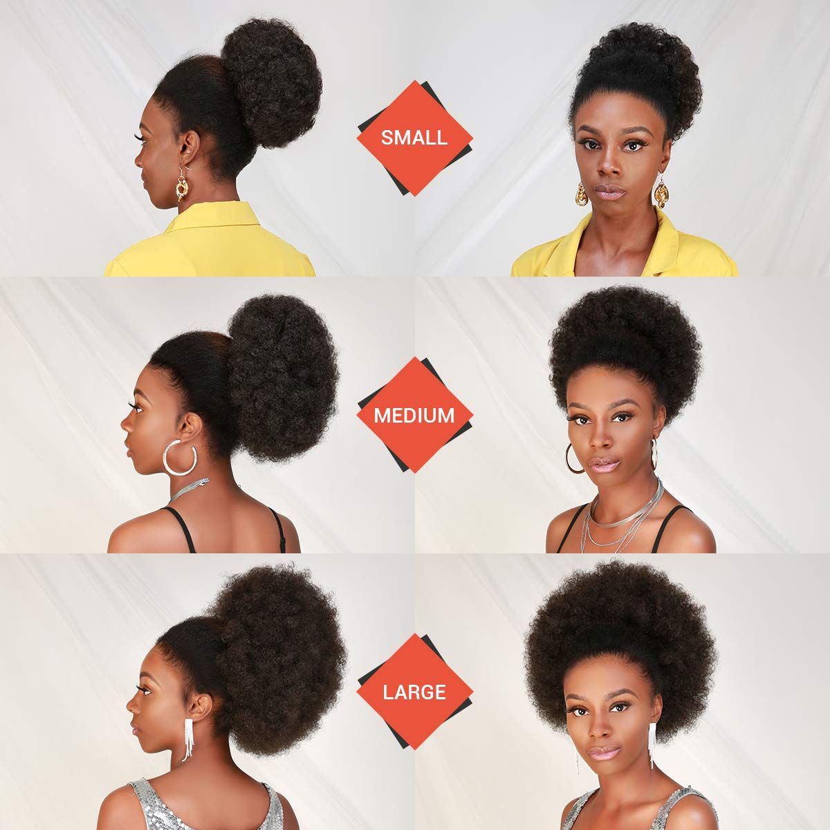 Afro Puff Drawstring Ponytail - Retro Kinky Curly Wig for Black Women | Large, Dark Brown Synthetic Hair Extension