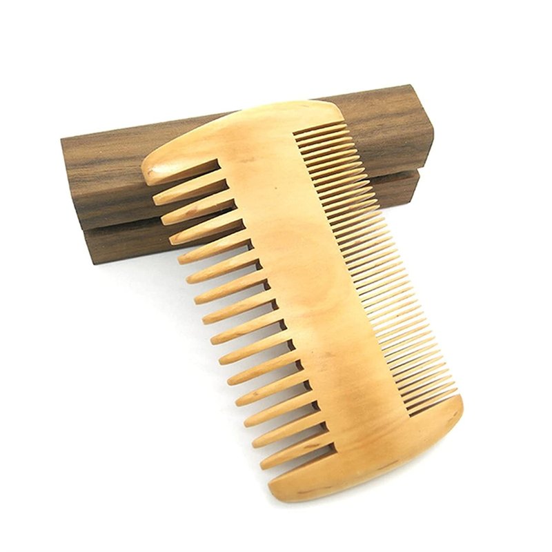 Beard Comb Wooden Mustaches Combs Dual Action Teeth for Beards Mustaches The Art of Shaving Beard Comb,Wood color Practical and Deft