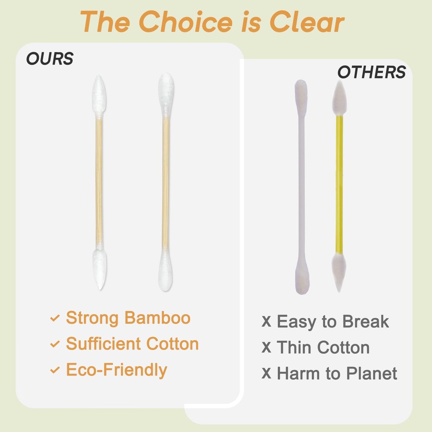 Bamboo Cotton Swabs, Soft Lint-Free Double Tips, 1000 Count Storage Box
