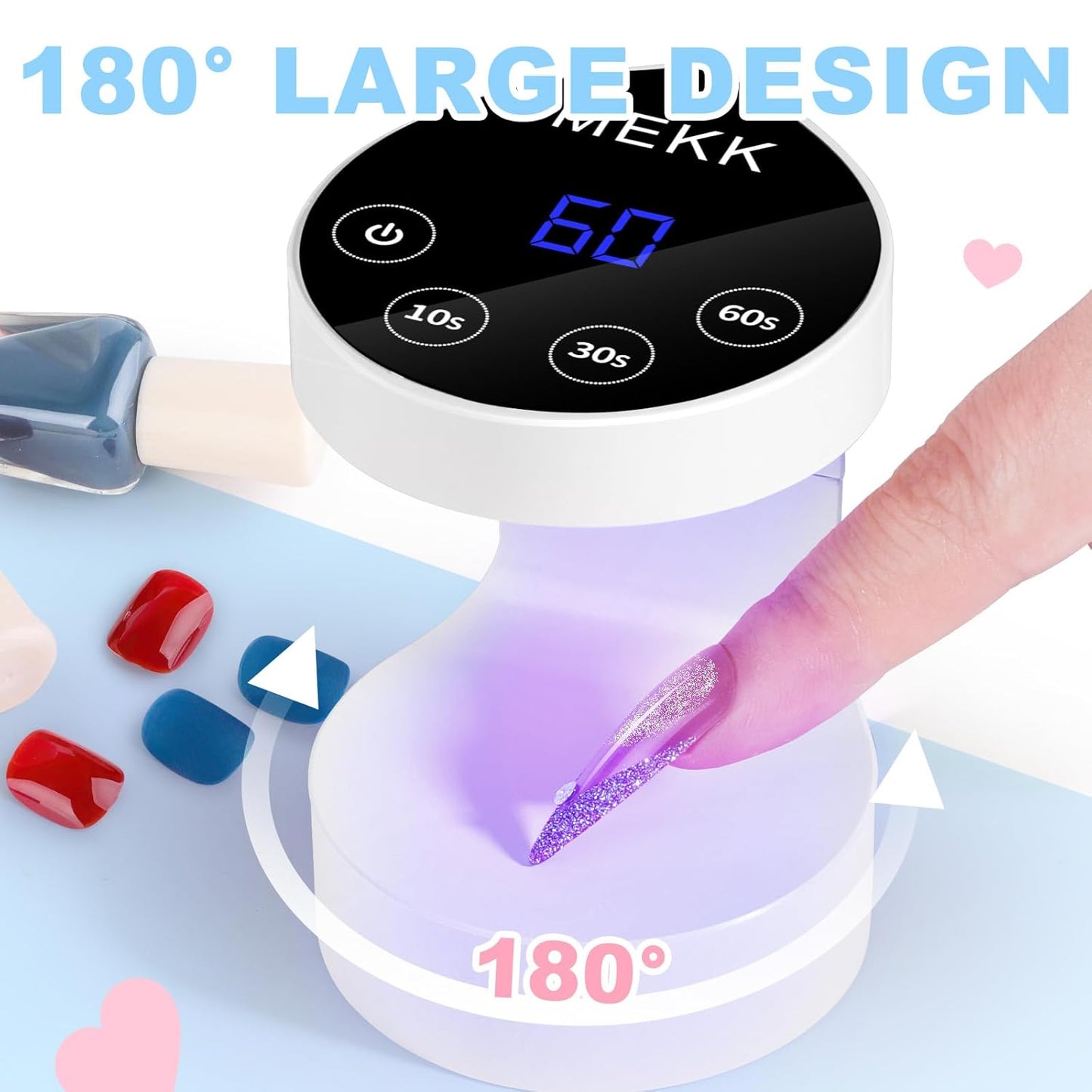 Mini UV Nail Light - Peach-Shaped LED Lamp with Auto-Sensor | 8 Beads, 4 Timer Settings for Gel Nails - Compact for Travel & Home Use