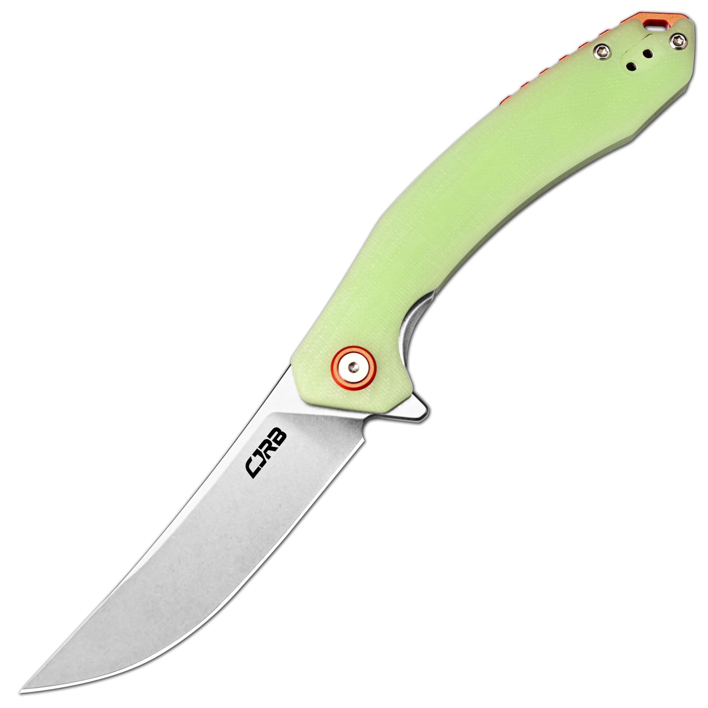 CJRB Gobi G10 Glow in the Dark Handle Folding Pocket Knife, 3.5'' AR-RPM9 Steel Blade Manual EDC Knife with Liner Lock for Outdoor Camping Hiking Fishing(J1906-GD)