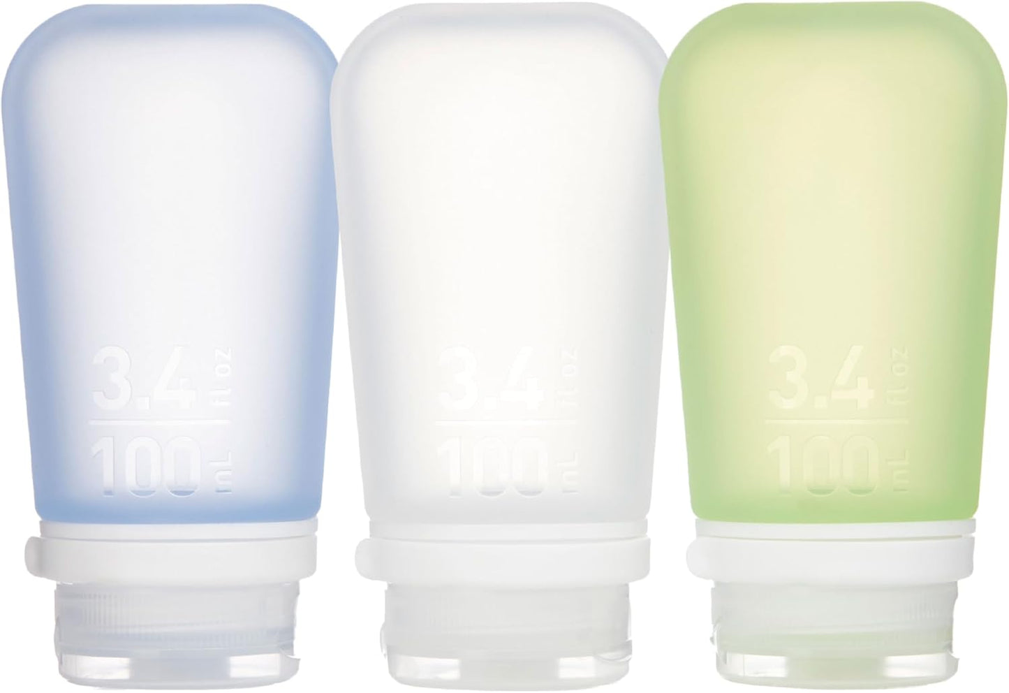 GoToob+ Travel Bottles - Silicone Leak-Proof Toiletry Tubes | 3-Pack Small (1.7 fl oz) - Clear/Green/Blue