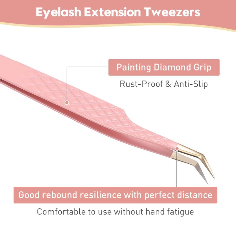 Ms.Queen 45 Degree Tweezers for Lash Extensions,Precision Fiber Tip Eyelash Tweezers for Volume Eyelash Extensions