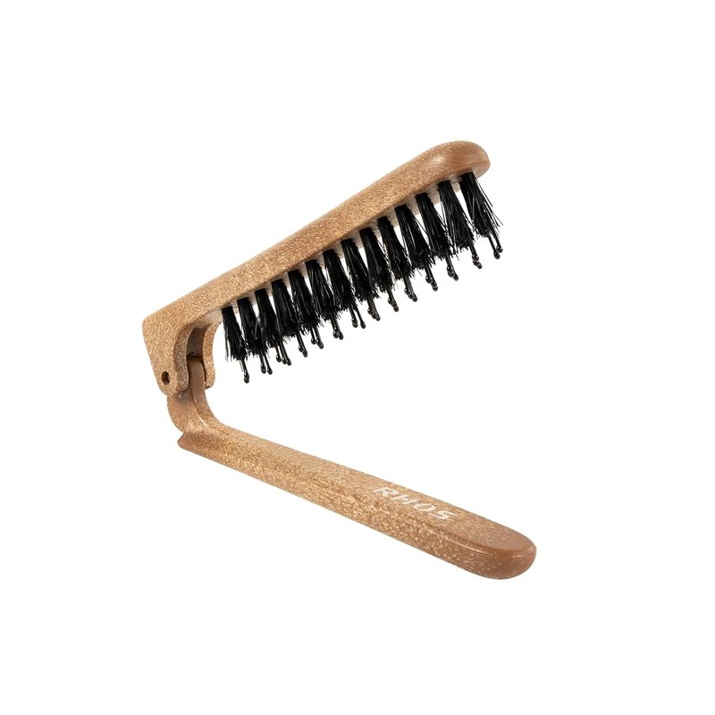 Boar Bristle Hair Brush - Portable Foldable Edge Brush for Travel | Lipstick-Sized Design