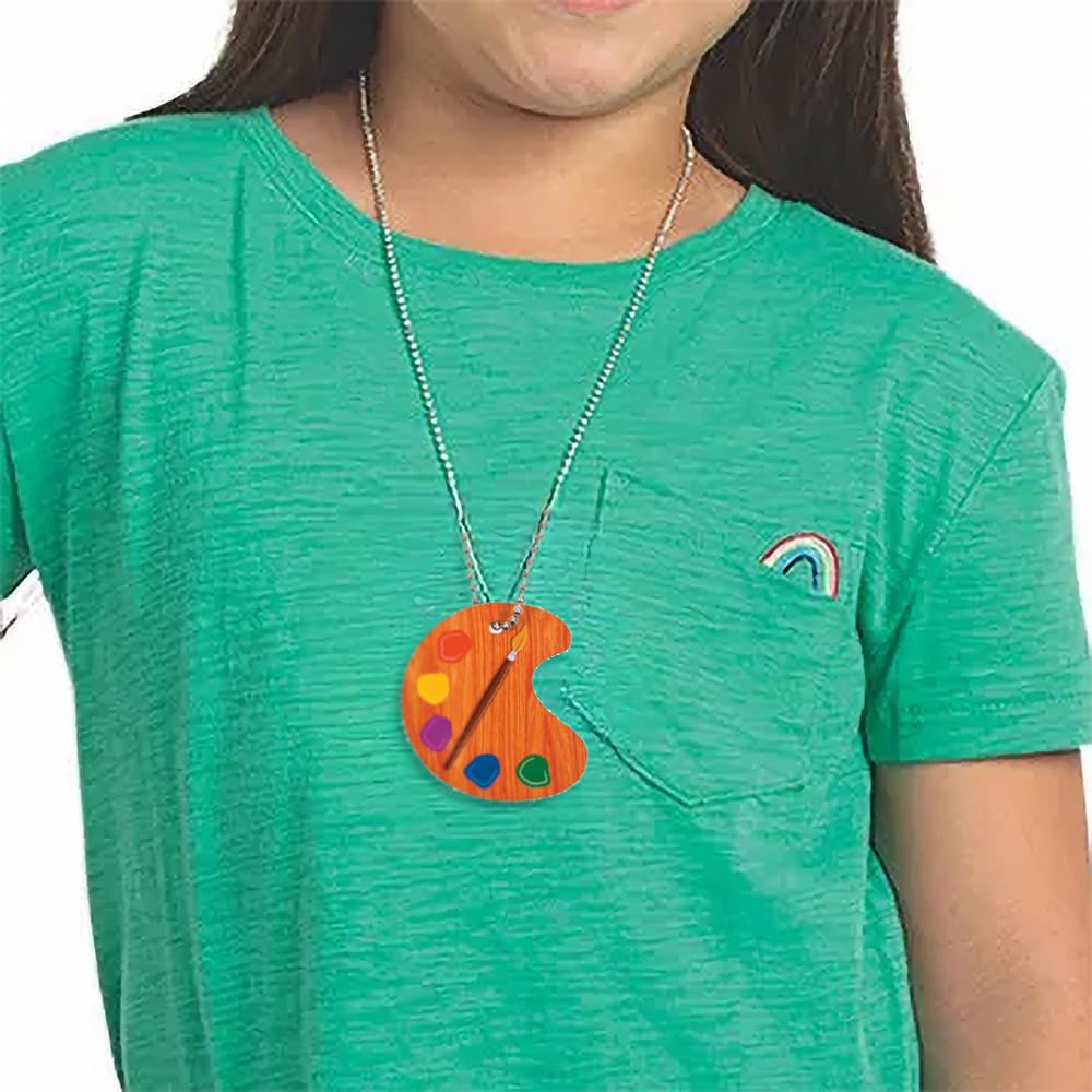 Fun Express Artist Paint Palette Necklaces - Paint Birthday Party Favors for Kids - Art Party Supplies - 12 pc