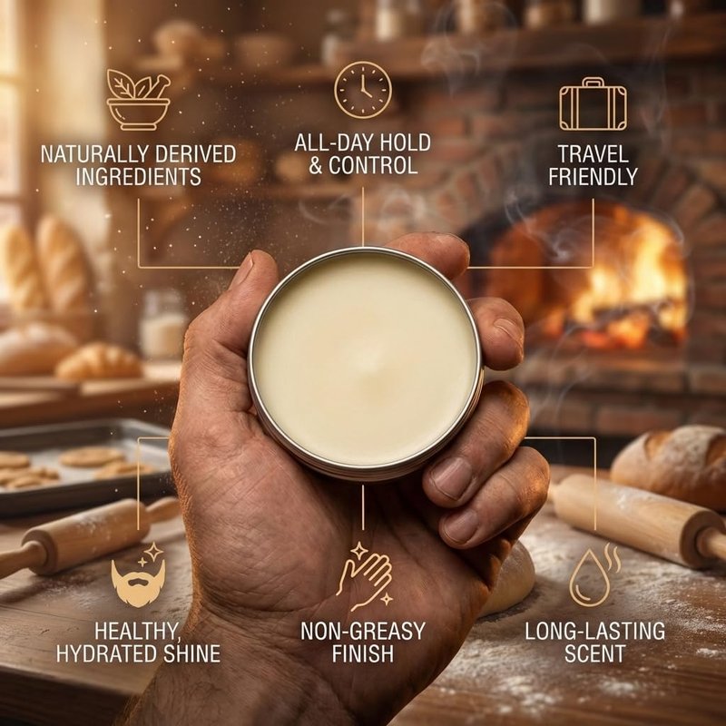 Fable Beard Co. Beard Balm - The Baker, Fresh Doughnuts, Warm Vanilla Sugar, Hint of Cinnamon Spice, Natural Beard Balm for Men with Jojoba & Argan Oils, Beard Conditioner, Made in USA (2 Fl Oz)