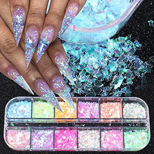Iridescent Mermaid Nail Glitter Sequins for DIY Nail Art
