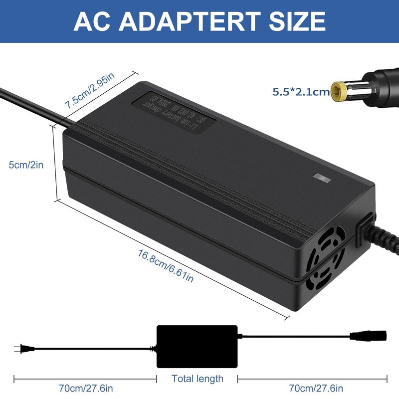 42V 2A Electric Scooter Charger for Hiboy S2 Pro/Lite, S2, KS4, KS4 Pro, NEX, NEX3, NEX5, Max, Max3, Max V2 Kidzone Bumper Car,DC Plug with 5.5 x 2.1 mm / 5.5 x 2.5 mm Tip Port for 36V Lithium Battery