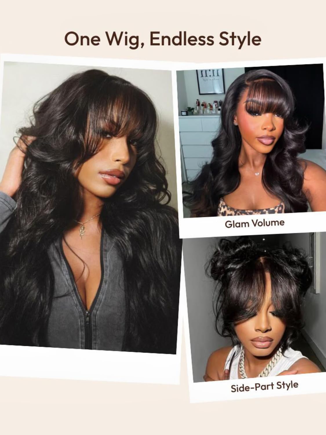 UNICE Pre Everything Body Wave 13x4 Lace Front Wigs Human Hair with Bangs Glueless Wig Human Hair Pre Plucked Pre Cut Lace Bleached Knots Ready to Wear Frontal Wig Black Color 18 inches