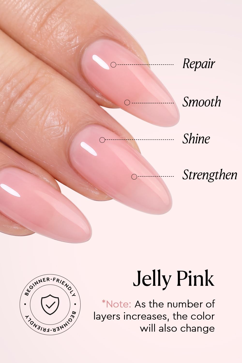 AzureBeauty 18ml Nail Strengthener and Growth, Jelly Pink Ridge Filler