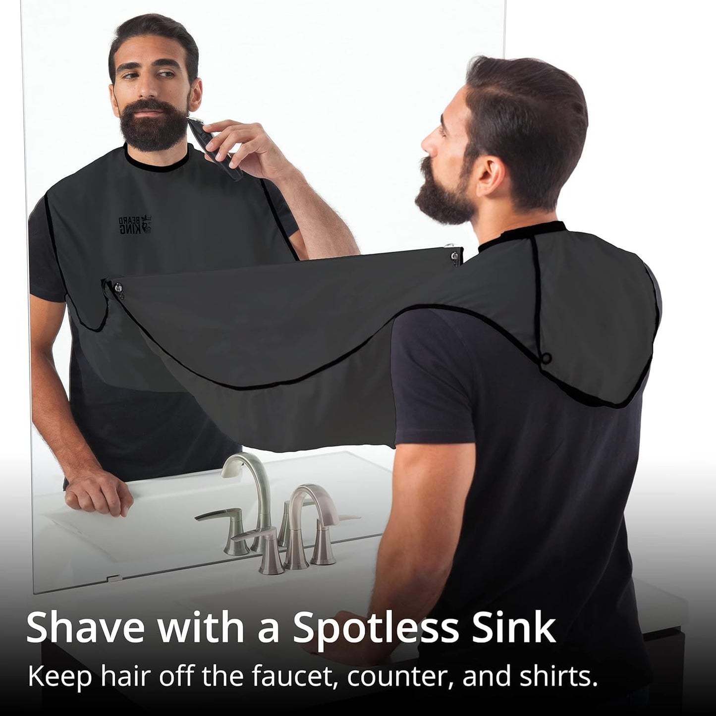 BEARD KING Beard Bib Apron - As Seen on Shark Tank – Gifts for Him, Stocking Stuffers for Men, Mens Gift, Black Standard