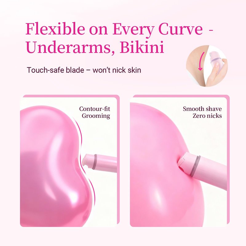 2-in-1 Bikini Trimmer for Women - Painless Electric Razors,Cordless Body Shaver for Trip,Replaceable Lady Facial Razor, IPX7 Waterproof&Easy Cleaning,USB Charge Dock Pink